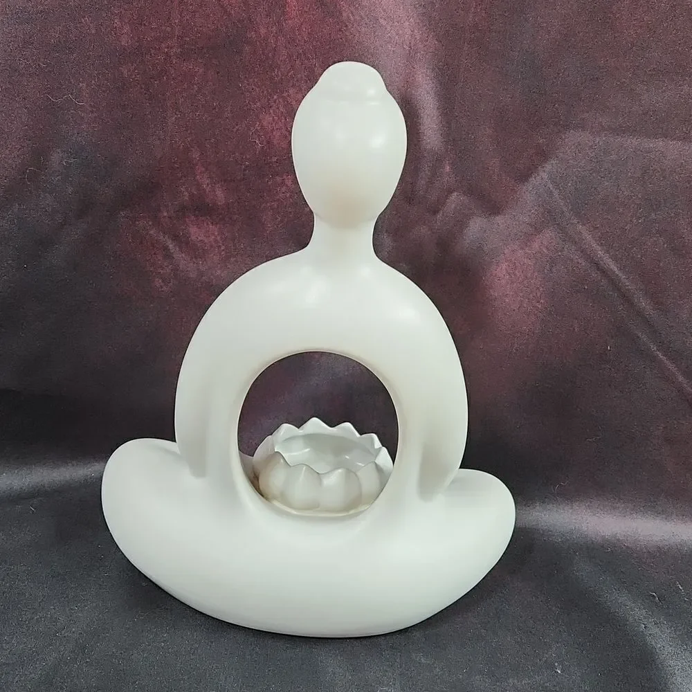 🩵NIB PartyLite White Zen Incense & Tealight Candle Holder